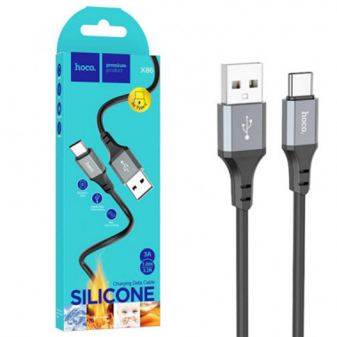 Cable Usb-A a Usb-C 3.0A 1m SIlicona Hoco X86 Negro