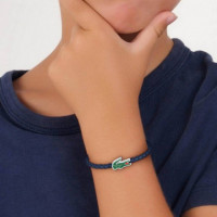 PULSERA PIEL TRENZADA AZUL