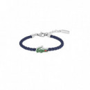 PULSERA PIEL TRENZADA AZUL