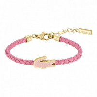 PULSERA TRENZADA PIEL ROSA