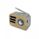 SAMI Radio Vintage Mini Con Bluetooth/USB/Micro SD 5W RS-11838 Madera Recargable