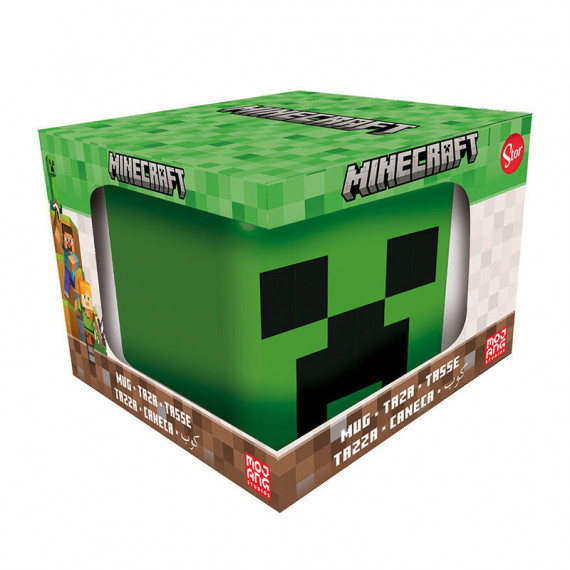 TAZA 3D MINECRAFT CABEZA CREEPER CAJA DE REGALO