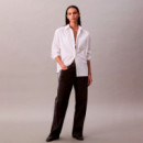 Camisa con botones holgada de popelín