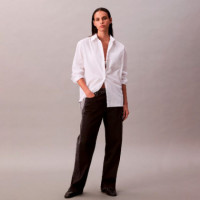 Camisa con botones holgada de popelín