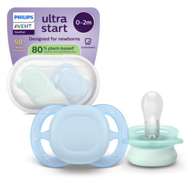 AVENT CHUPETE SILICONA PHILIPS  ULTRA START 0 - 2 MESES 2 UNIDADES NI&Ntilde;O LISO