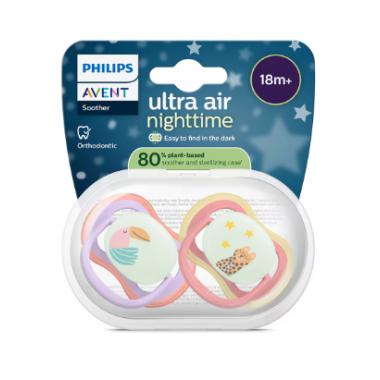 AVENT CHUPETE SILICONA PHILIPS ULTRA AIR NOCTURNO 6 - 18 MESES 2 UNIDADES NI&Ntilde;A