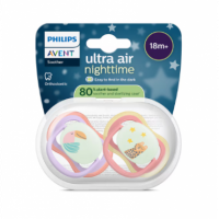 AVENT CHUPETE SILICONA PHILIPS ULTRA AIR NOCTURNO 6 - 18 MESES 2 UNIDADES NIÑA