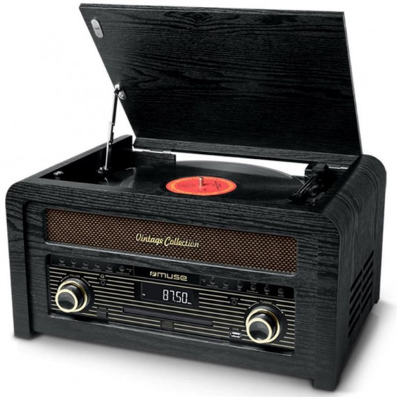 Muse MT115W Tocadisco Bluetooth/Radio/CD Negro