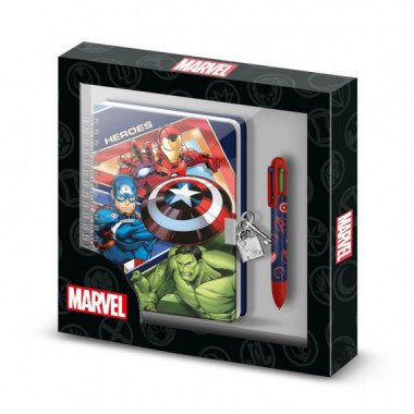 Diario Plush + Bol&iacute;grafo de 6 Colores Los vengadores Marvel