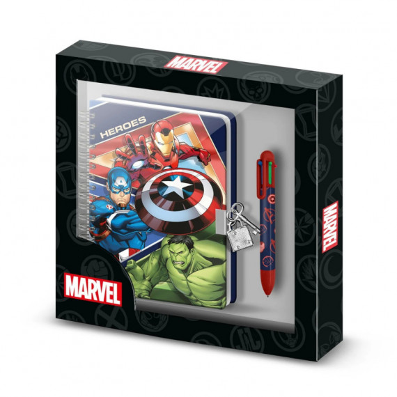 Diario Plush + Bolígrafo de 6 Colores Los vengadores Marvel