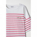 camisetas mujer Camiseta Salsa Jeans de Rayas con Branding