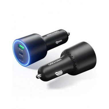 VENTION Cargador de Coche 2X Tipo C 1XUsb 165W Negro FFPBO