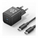 CARGADOR DE PARED VENTION GAN USB-C 20W BLACK + CA