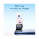 CARGADOR DE PARED VENTION GAN USB-C USB-A 30W WHIT