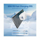 CARGADOR DE PARED VENTION GAN USB-C USB-A 30W WHIT