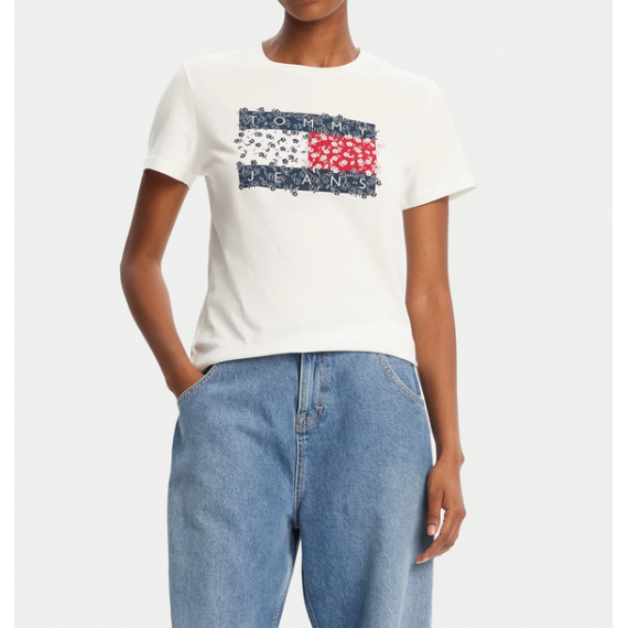 Camiseta Tommy Jeans floral ecru