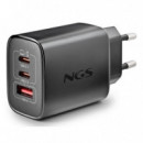 Cargador de Pared NGS Era Gan 2XUSB-C/USB-A 65W Black