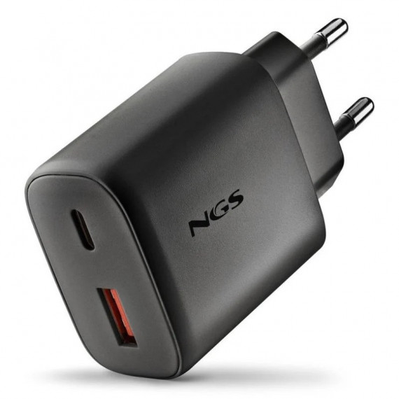 Cargador de Pared NGS Era Gan 2XUSB-C/USB-A 45W Black