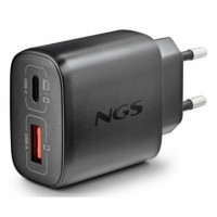 Cargador de Pared NGS Era Gan 2XUSB-C/USB-A 45W Black