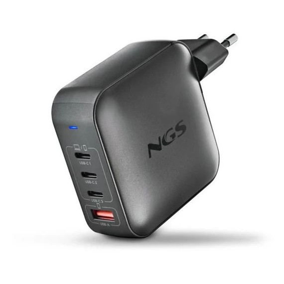 Cargador de Portatil NGS Bud Gan 3XUSB-C/USB-A 165W Black
