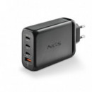 Cargador de Portatil NGS Bud Gan 3XUSB-C/USB-A 140W Black