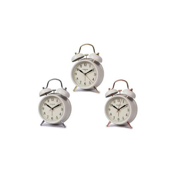 TIMEMARK Reloj Despertador De Campana Metalico Grande Blanco CL-505