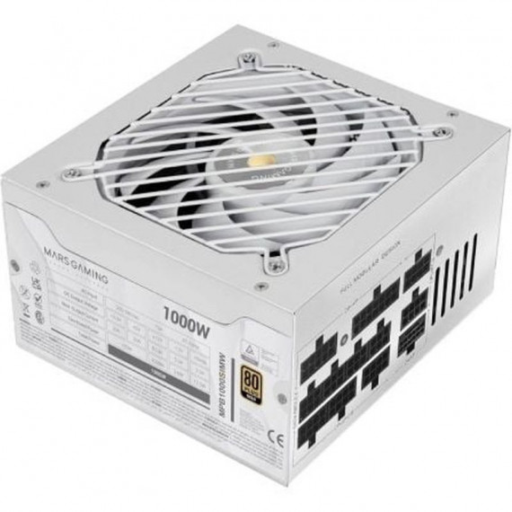 MARS GAMING FUENTE DE ALIMENTACION MPB1000SIM 1000W 80 PLUS GOLD BLANCA VENTILADOR 14CM