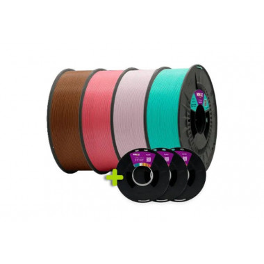 WINKLE FILAMENTO PACK MASTER TONOS PASTEL 4 bobinas DE 1KG (azul turquesa, lila suave, rosa chicle y marr&oacute;n acacia) 3 BOBINAS D