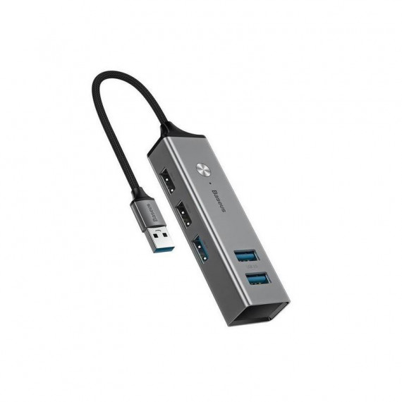 Baseus Cube Hub USB 3.0/2.0 Con 5 Puertos Gris Oscuro CAHUB-C0G