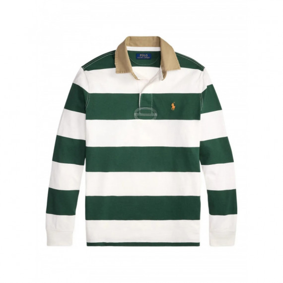 POLO RALPH LAUREN - knit-rugby-pullover - GRASS GREEN TROPHY CREAM - 710P05317004/GRASS GREEN TROPHY CREAM