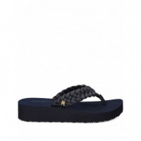TOMMY HILFIGER - TH WEDGE CORNROW BEACH SANDAL - DW6 - F|FW0FW09037/DW6
