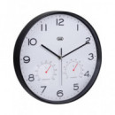 TREVI Reloj Pared Circular Analogico 30Cms Con Higrometro y Termometro OM3510T