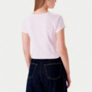 Camiseta slim de canalé de algodón con insignia