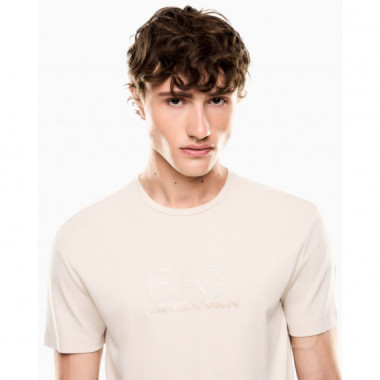 Camiseta de cuello redondo de mezcla de viscosa Gold Label de EA7