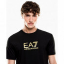 Camiseta de cuello redondo de mezcla de viscosa Gold Label de EA7