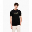 Camiseta de cuello redondo de mezcla de viscosa Gold Label de EA7