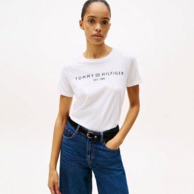 Camiseta Tommy Hilfiger logo crew neck blanca