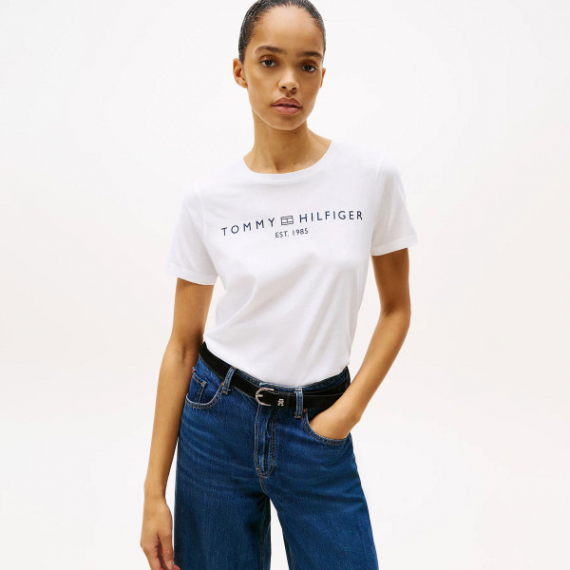 Camiseta Tommy Hilfiger logo crew neck blanca