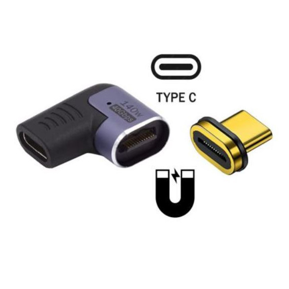Adaptador EWENT Magnetico Usb-c Macho 90º a Usb-c Hembra 4.0