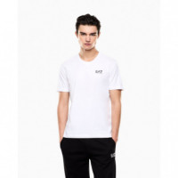 Camiseta con cuello de pico Core Identity en punto de algodón elástico de EA7