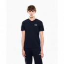 Camiseta con cuello de pico Core Identity en punto de algodón elástico de EA7