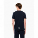 Camiseta con cuello de pico Core Identity en punto de algodón elástico de EA7