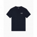 Camiseta con cuello de pico Core Identity en punto de algodón elástico de EA7