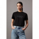 GLOSSY MONOLOGO REGULAR TEE CK BLACK