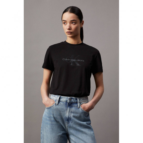 GLOSSY MONOLOGO REGULAR TEE CK BLACK