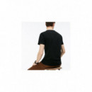 Lacoste Camisetas Hombre Camiseta de algodón con cuello redondo para hombre