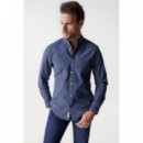 Camisas Camisa SALSA JEANS de Hombre Manga Larga de Cuadros Azul