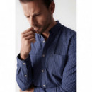 Camisas Camisa SALSA JEANS de Hombre Manga Larga de Cuadros Azul