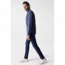 Camisas Camisa SALSA JEANS de Hombre Manga Larga de Cuadros Azul