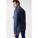 Camisas Camisa SALSA JEANS de Hombre Manga Larga de Cuadros Azul